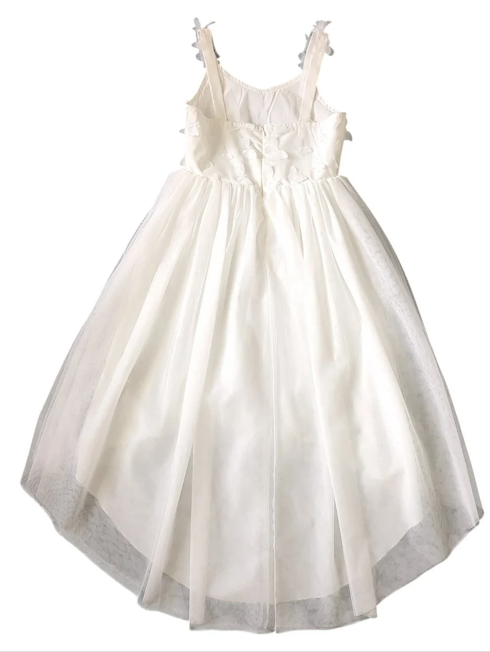 Tween Girls White Butterfly Tuelle Hi Low Dress (Size 8)